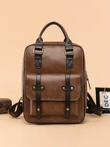 Back-To-School Casual College Style Backpack, Travel Laptop Backpack, Fashion PU Leather, Spacious Multi-Pocket Design, High Capacity Laptop Compartment Bag