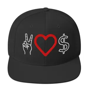 Peace Love Money Snapback Hat
