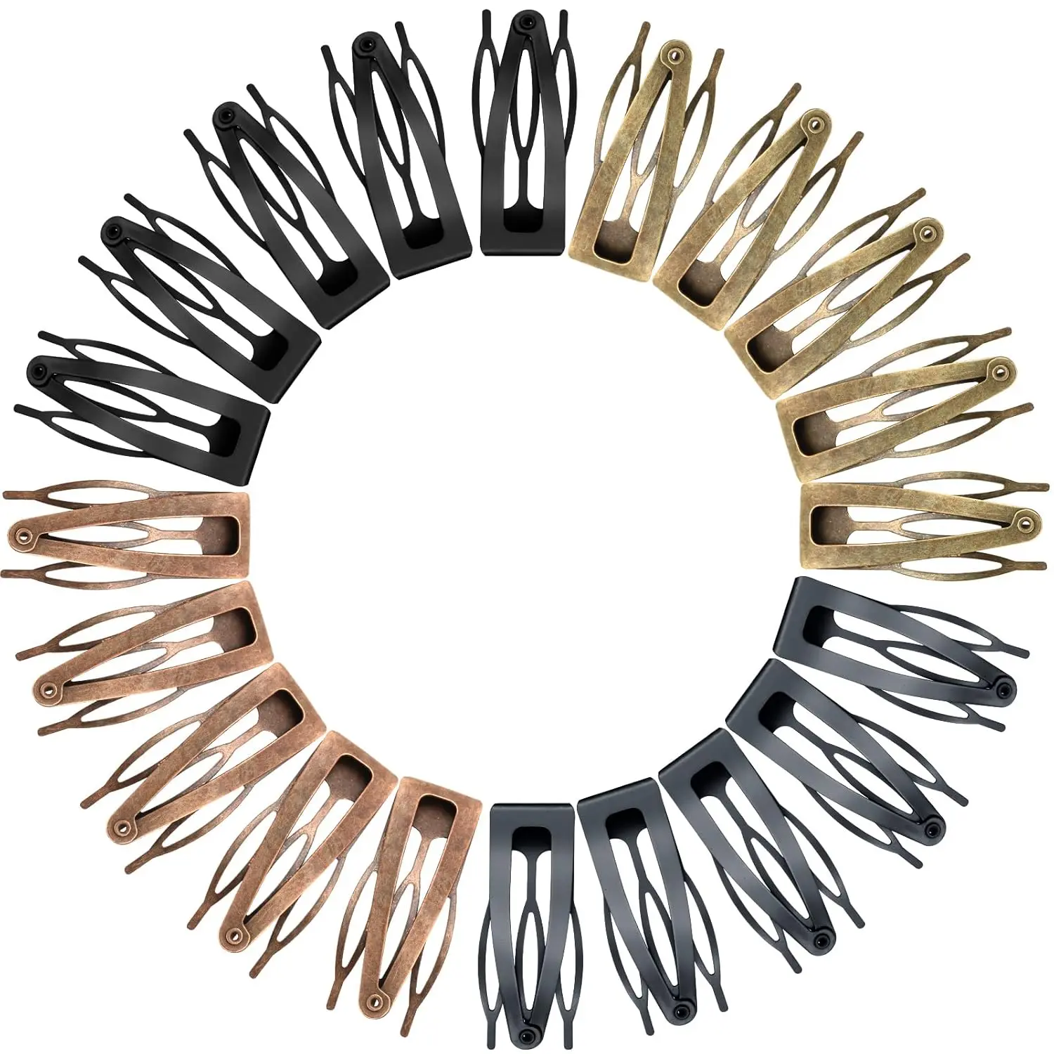 40 Pieces Snap Hair Clips Grip Hair Metal Barrettes for Women Snap Double Clip Pins Accessories for Women Making Salon(Black, Dark, Red, Green) Geosar