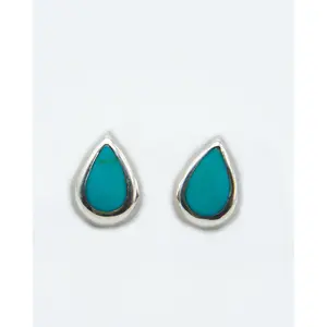 Teardrop Sterling Silver Studs with Enamel Stones