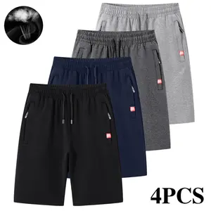 Men's casual jogging shorts with elastic drawstring waistband and side zipper pockets - Lightweight breathable fabric, loose fit suitable for gym, golf, and summer outings - Machine washable solid-colored sports shorts with unique pattern design