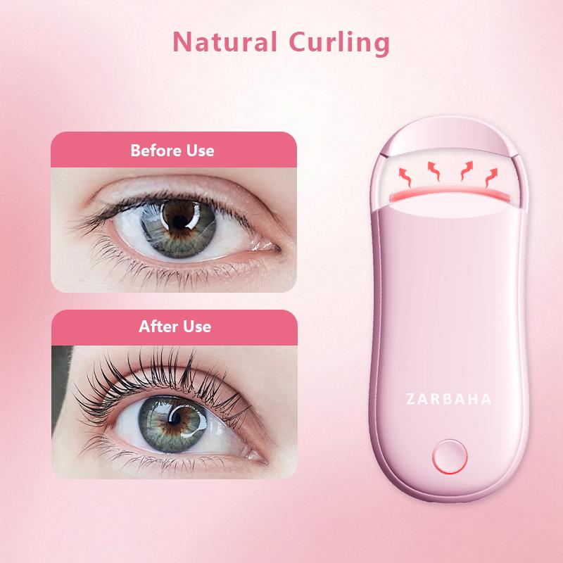 Heated eyelash curler -10 second heating, 3-second curling, mini anti scald design, equipped with thermal silicone pad, 24-hour long-lasting shaping, creating natural beautiful eyelashes, dual temperature control, Type-C charging