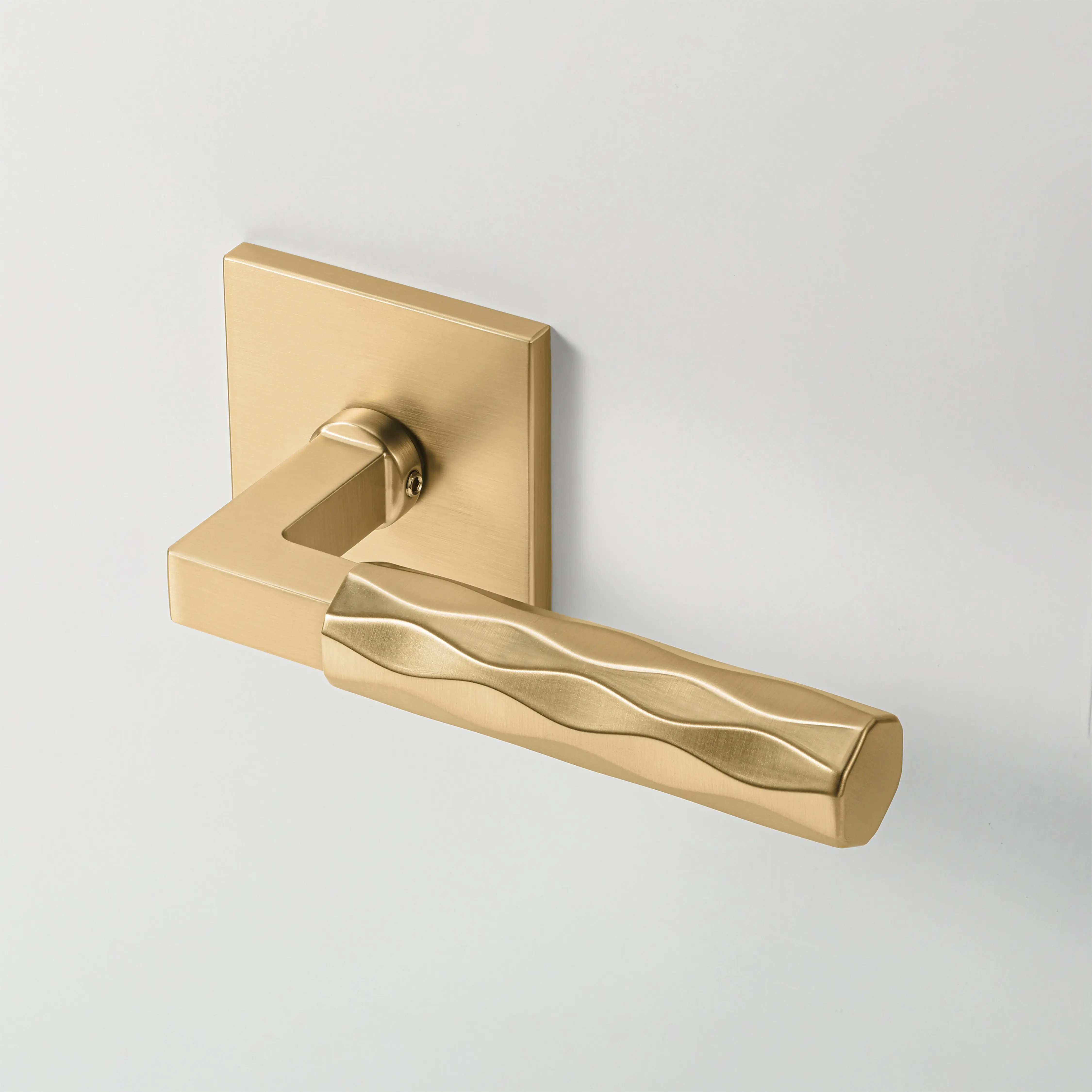 Hailey Champagne Gold Modern Double Dummy Interior Door Handle with Square Rosette and Concealed Screws