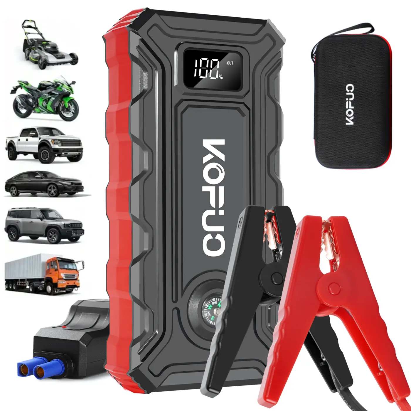KOPUO 12V 1000A Portable Multifunctional Car Jump Starter Battery Pack with Smart Clamp, International Warranty, Car Accessories – Ideal for Urban Commuters & Outdoor Adventurers, Accessories For Car