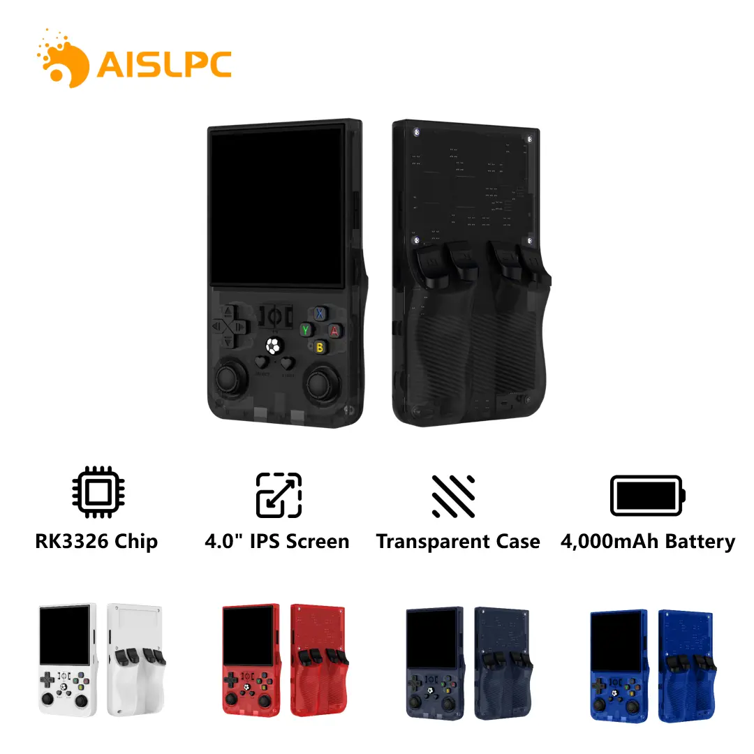 AISLPC R36 MAX Rechargeable Portable Cordless Handheld Gaming Console - RK3326 Chip, 4.0in IPS Screen, 720x720 Resolution, Linux System, 128GB Support for 22000+ Classic Games, 3.5mm Headphone Jack, Compact Joystick, 4000mAh, Portable Case