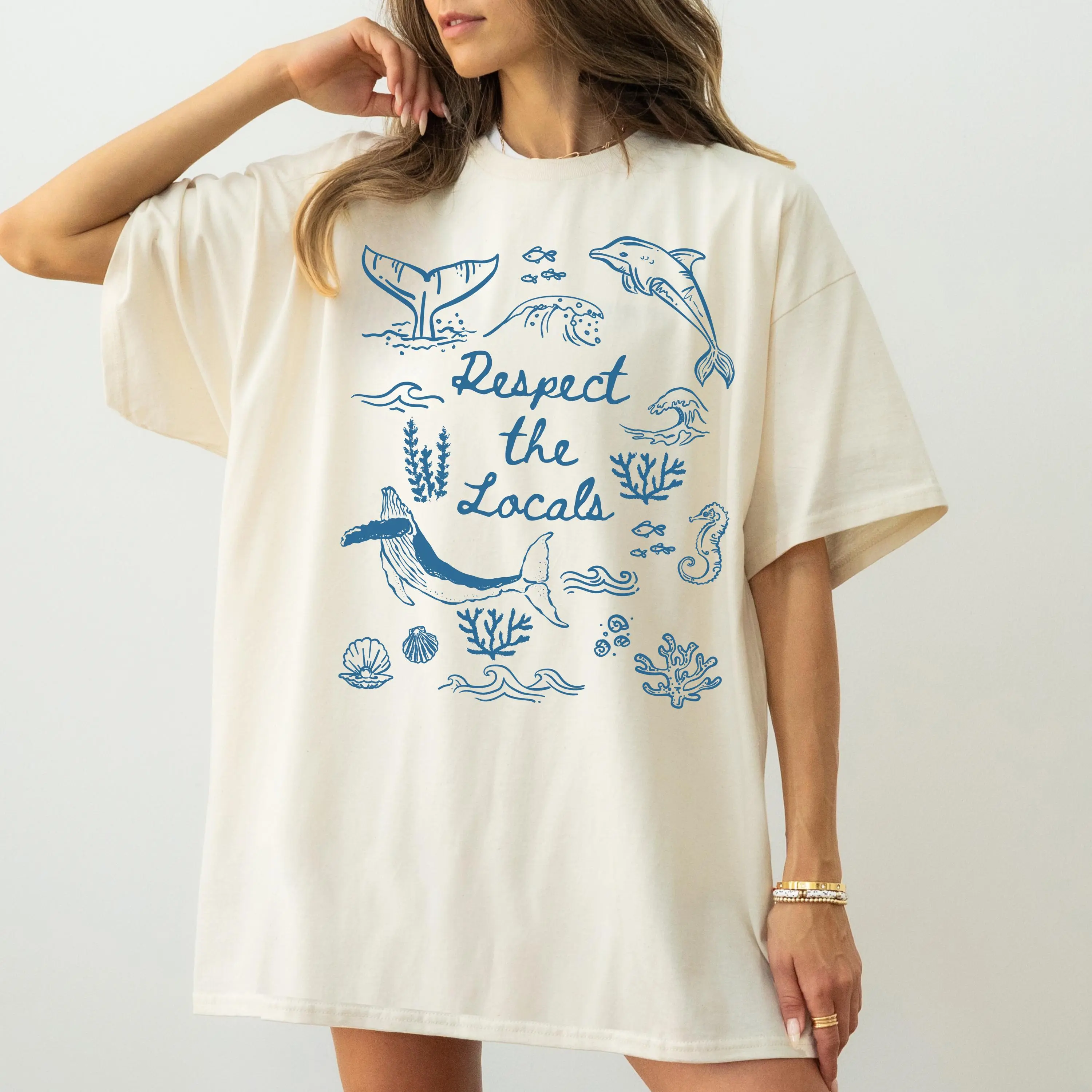 Comfort Colors Sea Animal Shirt, Ocean Creature Top, Respect The Locals Tee, Whale Dolphin Shirt Ocean Gift for Marine Biologist, Nature Lovers