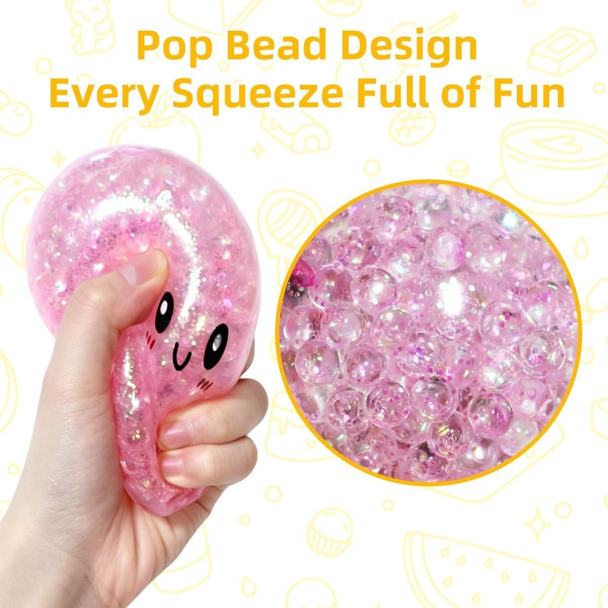 Glitter Dumpling Squishy Toy Set, Gel-Filled Squishy Toys with BeadsBig Sparkling Stress Relief Sensory, Cute Slow-Rise Desk Decor for Kids & Adults, Gift Collection.