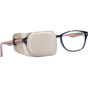 Silk Eye Patch for Adults Kids Glasses to Cover Either Eye (Medium, Khaki)