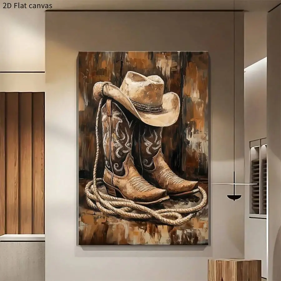1pc cowboy boots and hats theme background banner - Country cowboy wood board theme, perfect for birthday party decoration, wall decoration, garden decoration, indoor and outdoor decoration, and photography background Wooden