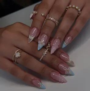 (MTO) Handcrafted Wearable Nail Art Dreamy Pastel Butterfly Fashion Hand Accessories