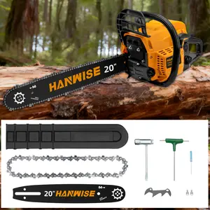HANWISE 20 inch cordless chainsaw features an enhanced handheld design with portable functionality. It is very suitable for cutting wood, pruning trees, and maintaining courtyards and gardens. It is an excellent gift choice for men and husbands.