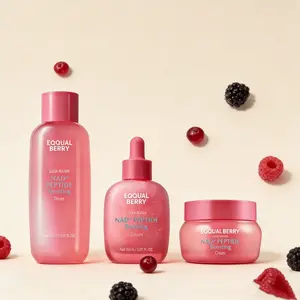EQQUALBERRY 3pcs NAD+ Peptide set includes serum, cream & toner. This Korean anti‑aging routine firms skin, smooths wrinkles, and boosts glow with 5 ceramides & vegan collagen for a radiant, youthful look.