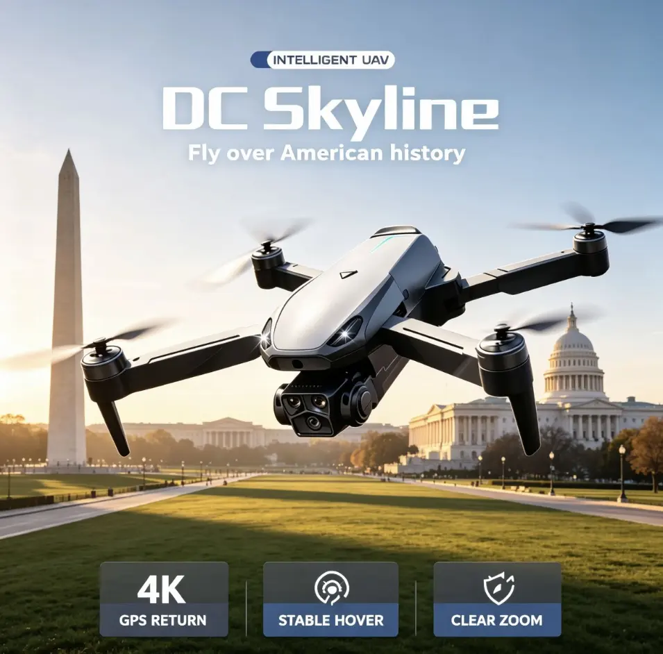New Upgrade M8 Pro Drone 2026, 4K EIS HD Aerial Photography Camera, GPS Positioning, Optical Flow Stable Hover, Auto Return Home, Brushless Motor, Beginner Friendly
