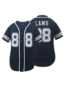 Women's Dallas #88 Navy Blue Embroidered Baseball Jersey, Loose V-Neck Classic Retro Sports Wear, Short Sleeve Baseball Shirt Pullover T-Shirt, Jersey Tee, High Quality