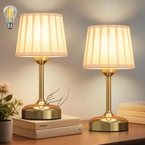 [Flash Sale] Light Up Your Home in Style with the NookNova White Pleated Shade Lamp, Touch Control for Brightness and Color with a Chic Gold Base