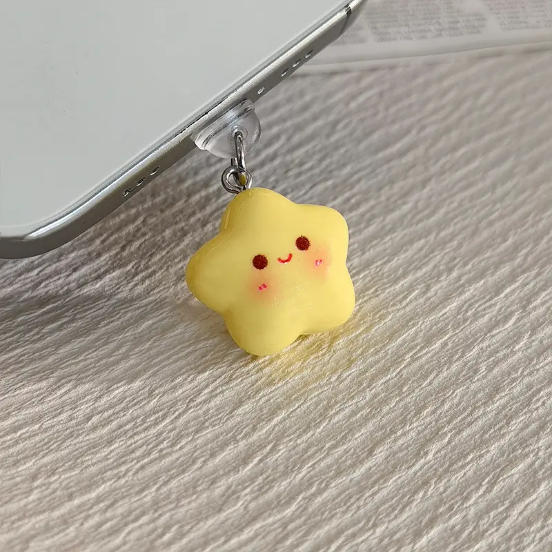 Cute Smiley Face Star Phone Dust Plug, Compatible with Type-C iPhone Android Phones iPad Tablets AirPods Charging Port Charm, Phone Charms, Phone Accessory, Cellphone Accessories, Phone Accessories Charm