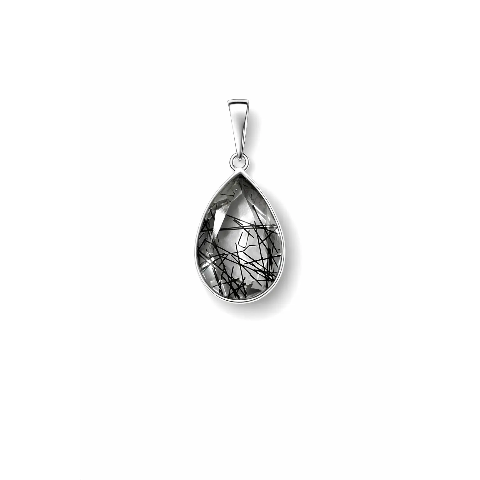 Black Rutilated Quartz Teardrop Pendant