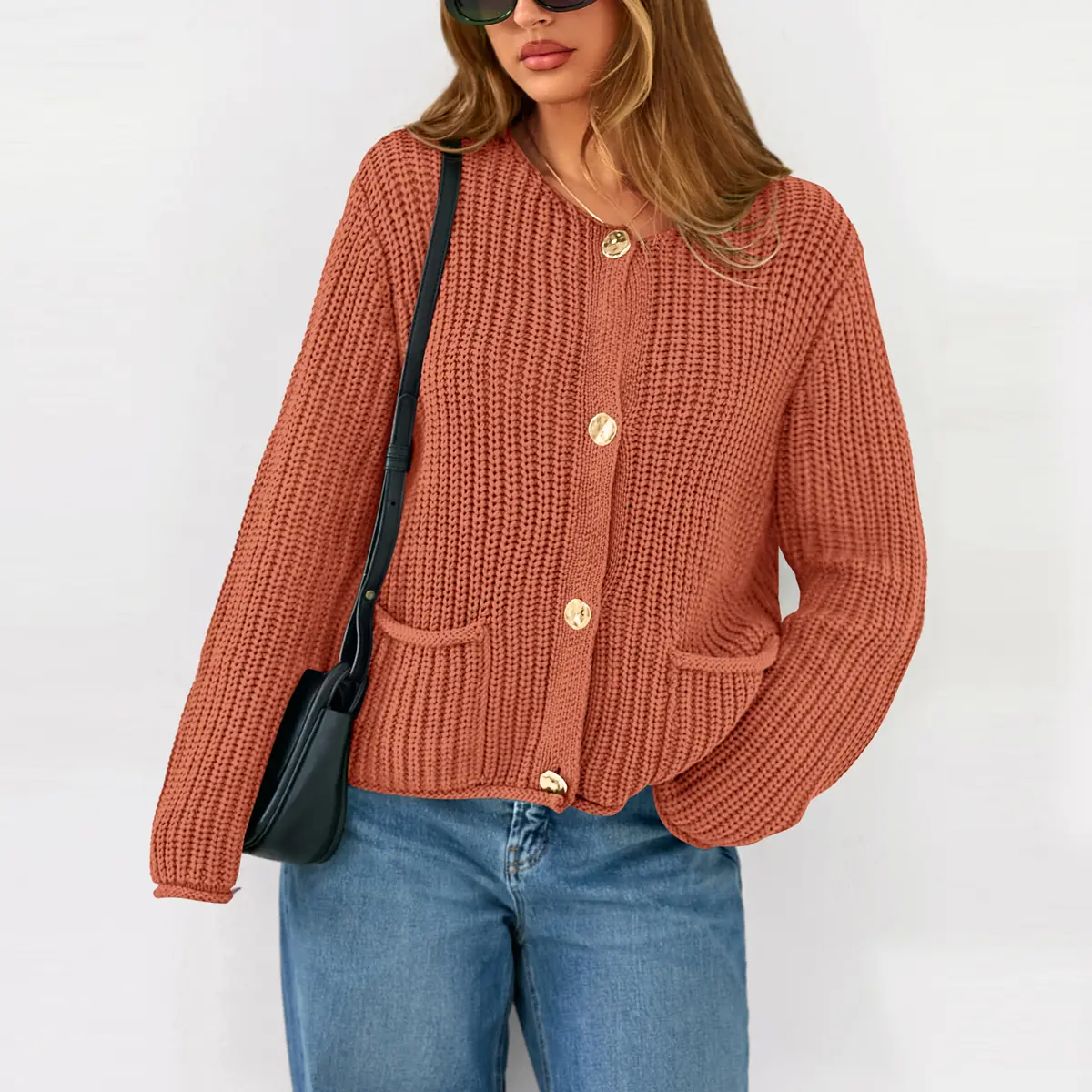 PrettyGarden Womens' Chunky Cardigan Button Down Sweaters Trendy Yarn Knitwear Fall Winter Outfits with Pockets Warm Crochet Knitted Top, Minimalist Chic Womenswear#Falltok
