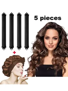 Heatless Curling Set, Hair Curling Set, No Heat Overnight Curling Rod & Satin Bonnet, Spring Summer Frizz-Free Waves, Sleep Friendly DIY Styling Kit