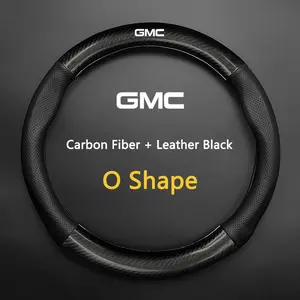 Gmc Steering Wheel Cover, Genuine Leather Carbon Fit, Compatible with Acadia, Canyon, Envoy, Denali, Granite, Hummer, Jimmy, Terrain, Sierra, Yukon