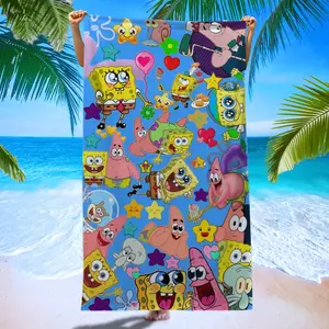 Spongebob Full Print Beach Towel, Ultra Soft Absorbent Microfiber, Perfect for Pool Parties, Beach Vacations & Summer Outdoors