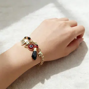 Evil Eye Protection Bracelet - 18K Gold Plated, Tarnish-Resistant Waterproof Hypoallergenic, Blue Eye Amulet Jewelry for Women, WitchTok Aesthetic Stacking Gift