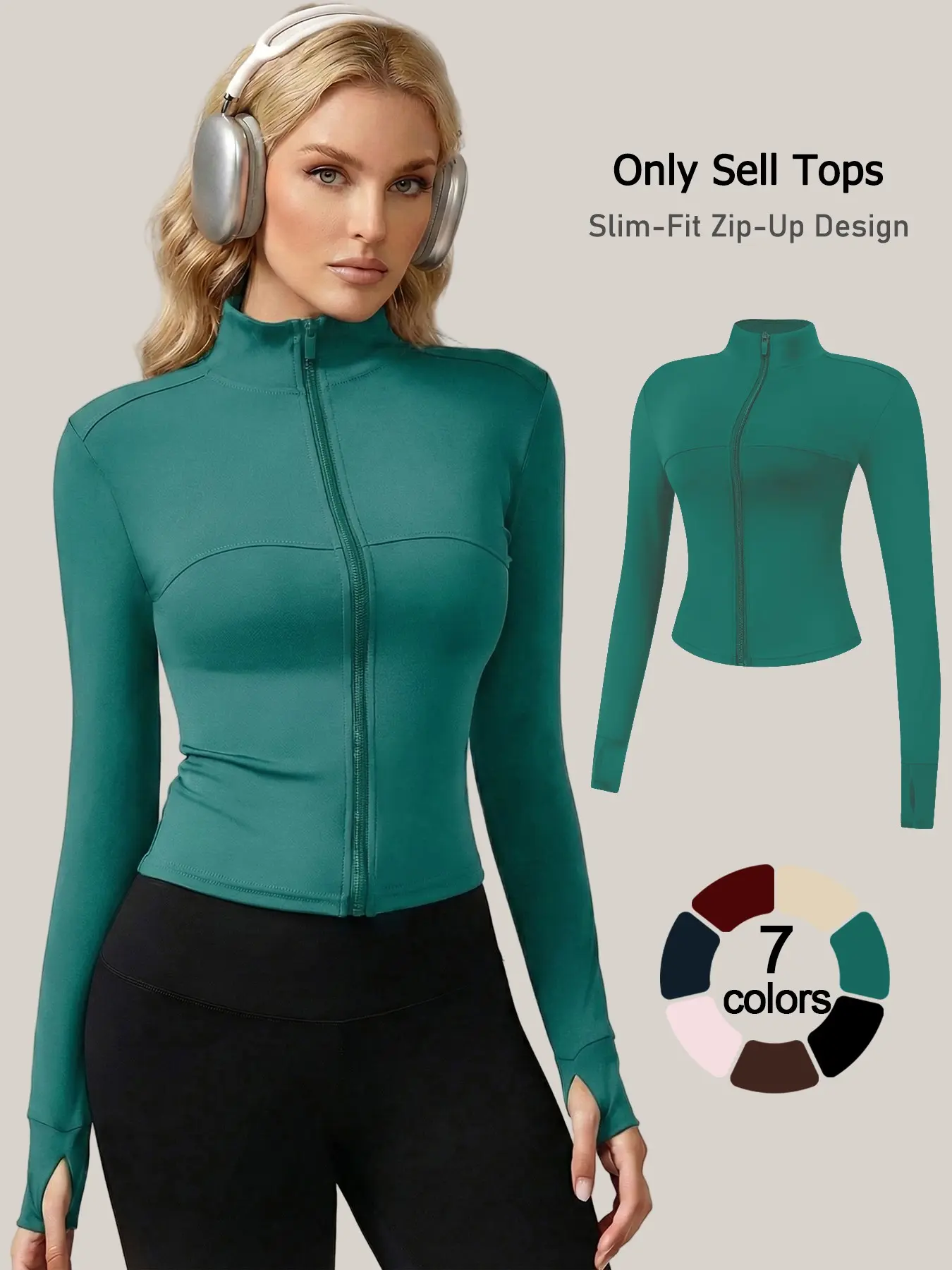 women zip up Zipper jacket high stretch casual Everyday long sleeve daily trendy versatile comfy loungewear Tops solid skin friendly pajamas tight shaping Fit yoga wear all season outdoor stylish thumb hole Athletic activewear
