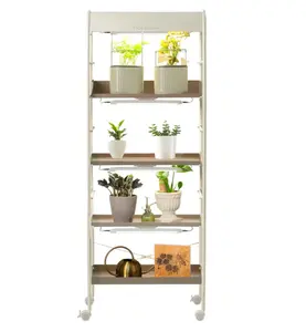 Vego garden Plant Stand Indoor with Grow Light, 4 Tier Rolling Metal Corner Plant Display Shelf with Full Spectrum LED Grow Light, Plant Rack for Seed Starting, Leafy, Herbs, Fruits & Microgreens