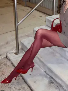 One Piece Women's Burgundy Sheer Stockings, Sexy and Smooth for Date Nights and Parties, Perfect Christmas Gift, Women Pantyhose