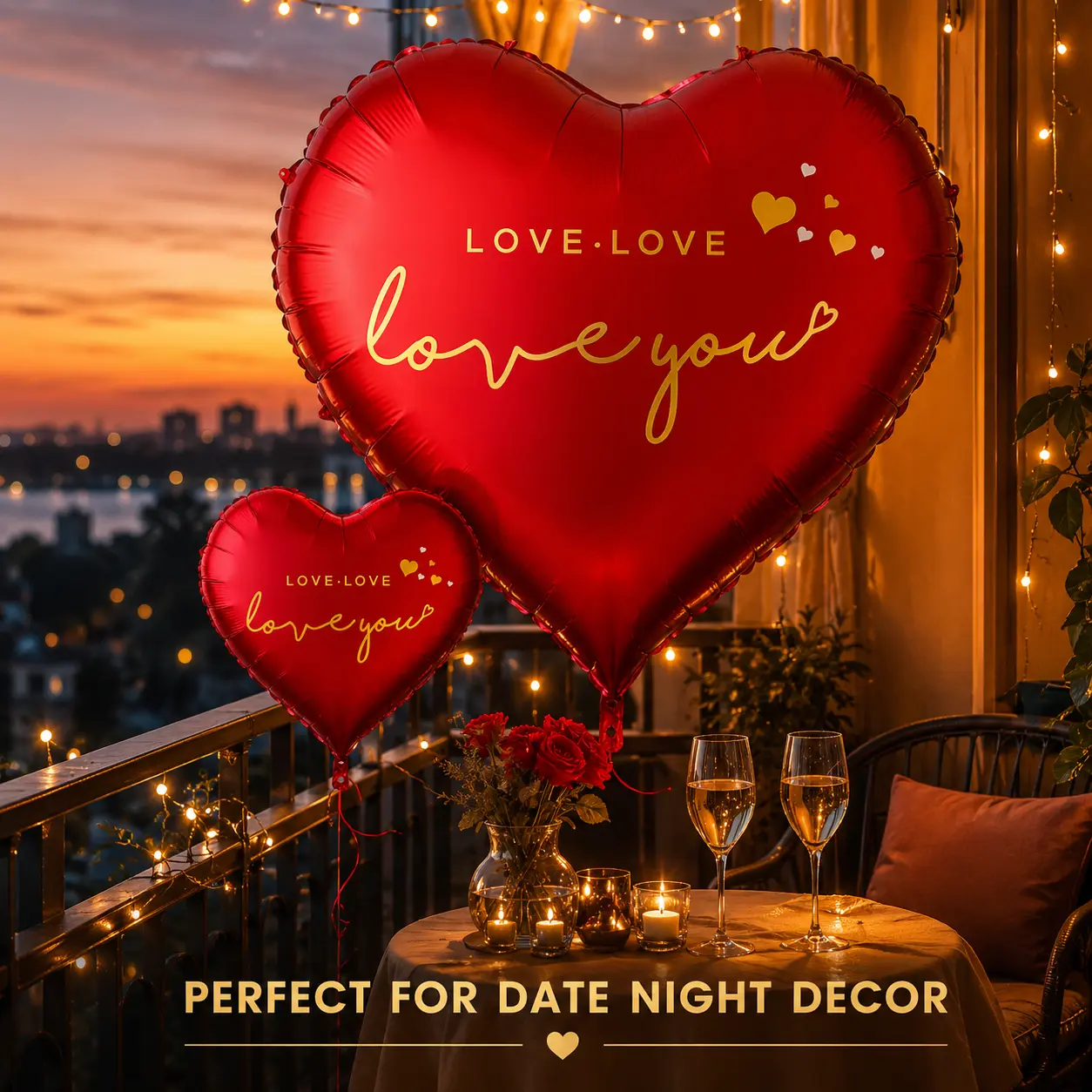 Giant "Love You" Aluminum Foil Balloon Set - 63-in & 18-in Red Heart Inflate DIY Decorations, Romantic Foil Balloon Decor for Valentine’s Day, Anniversary (Toys & Hobbies, Games & Puzzles, Board Games Accessories), Balloon Decorations