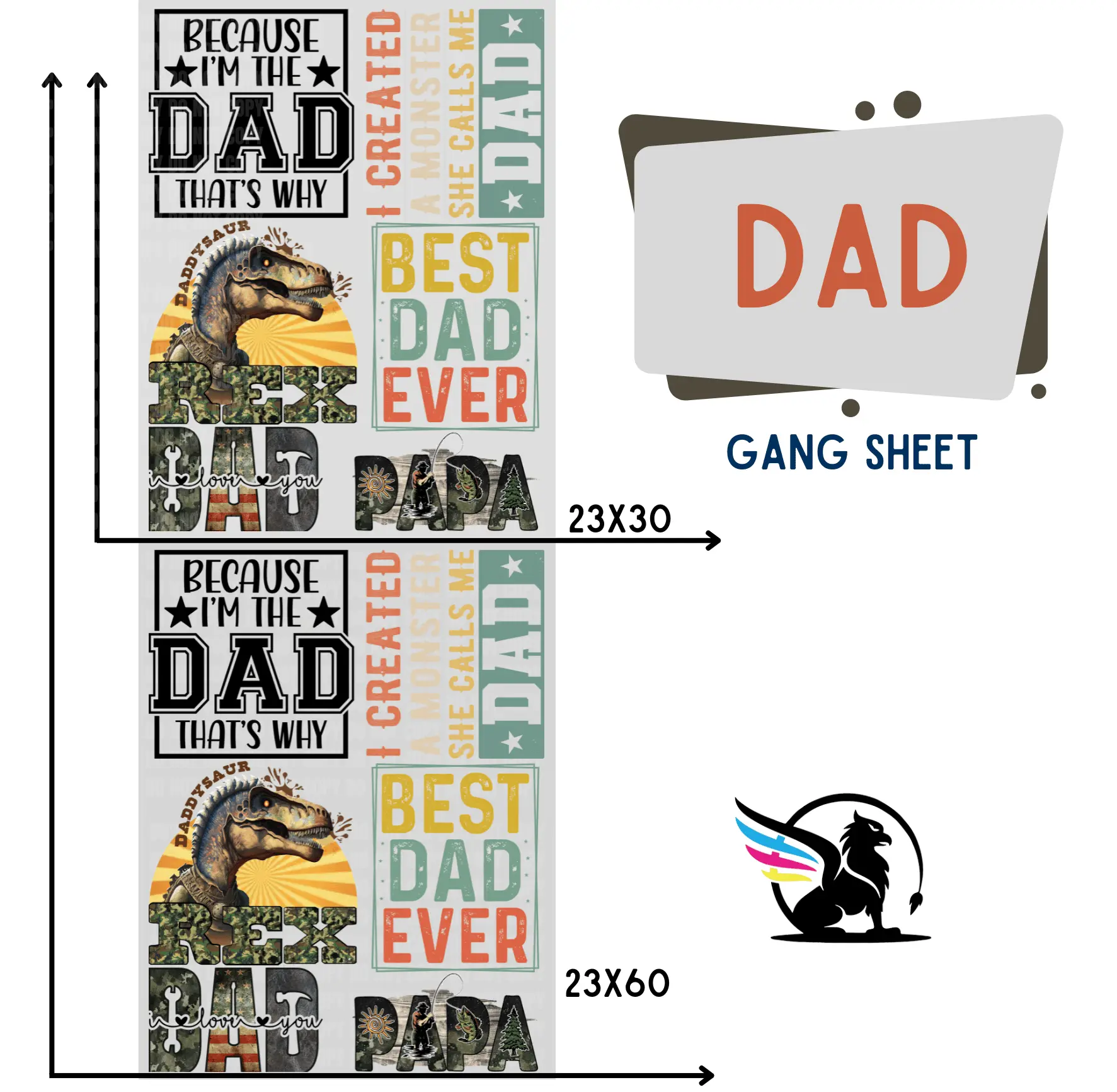 Dad | Premade DTF Transfer Gang Sheet For Graphic Tees