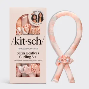 Kitsch Satin Heatless Curling Set - Heatless Hair Curler To Sleep In, Heat Free Curls Overnight, Frizz-Free, Soft Curls - For All Hair Types - Sunset
