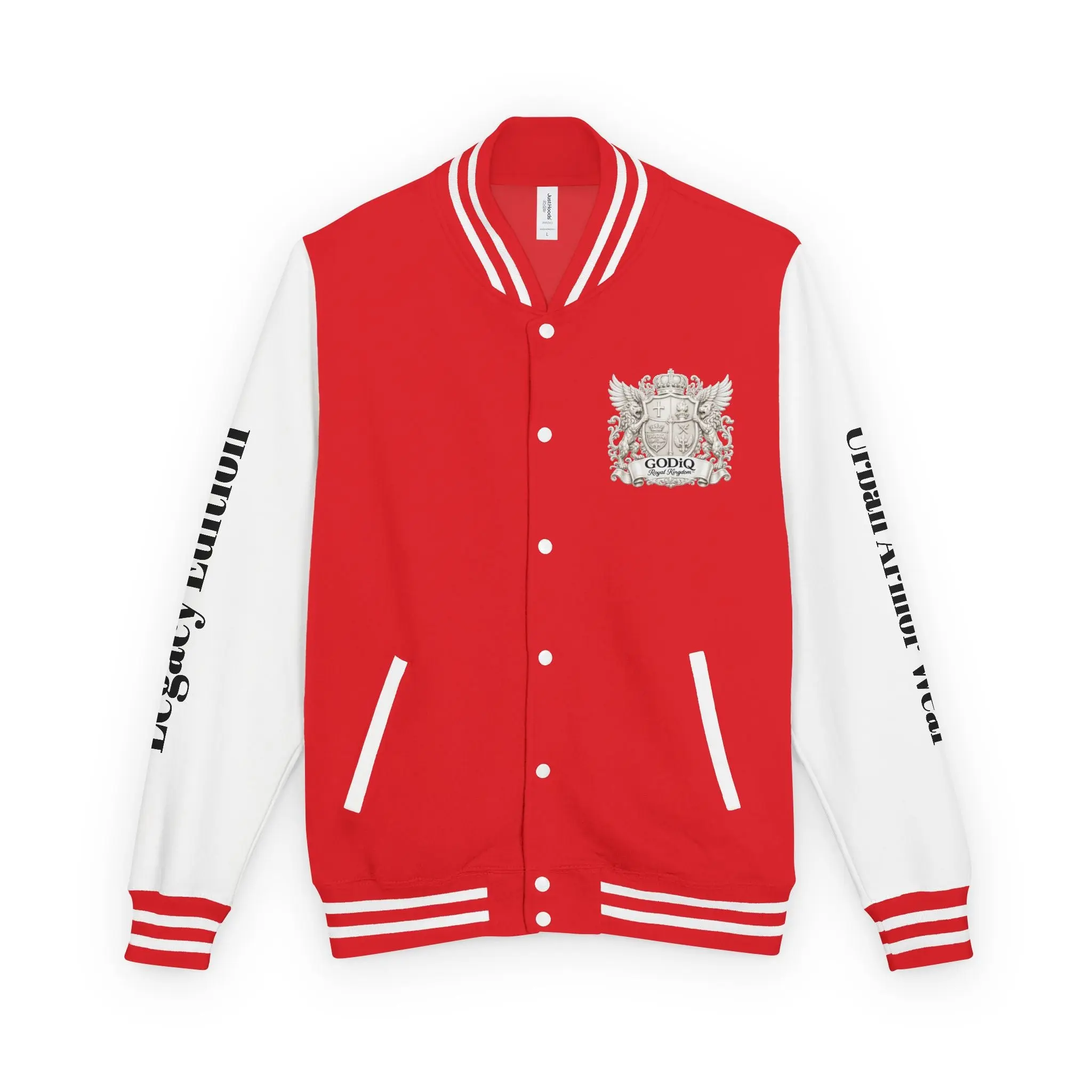 GODiQ Royal Kingdom™ Crest Letterman Jacket – Luxury Christian Varsity Jacket | Premium Heritage Streetwear | Urban Armor Wear™ Collegiate Bomber Coat
