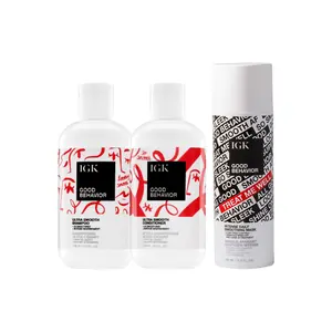 IGK SMOOTHING SHOWER ESSENTIALS BUNDLE | Good Behavior Shampoo + Good Behavior Conditioner + Good Behavior Intense Daily Smoothing Mask | 620ml | 21 oz