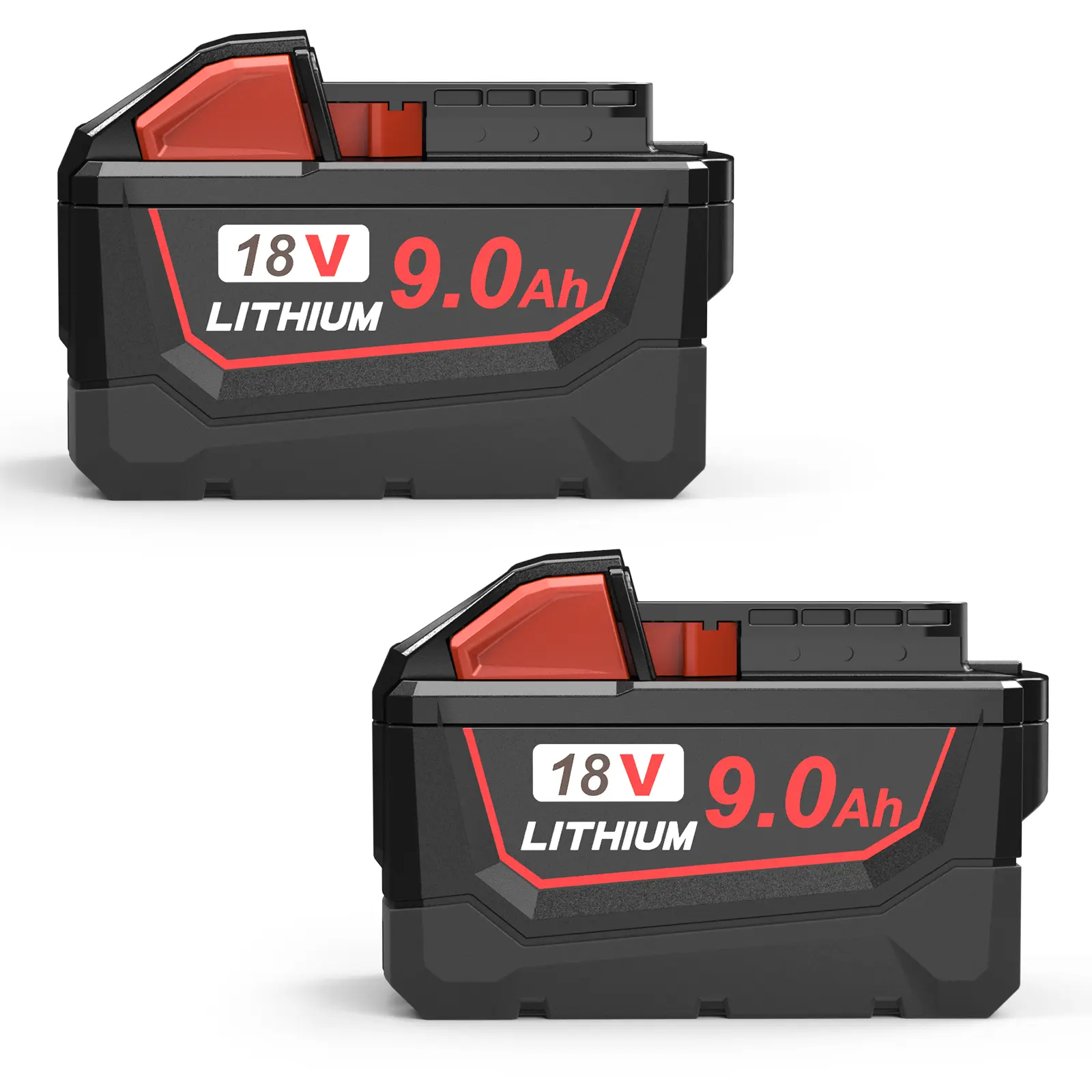 2Pack 9.0Ah 18V Milwaukee M18 Batteries Replacement 20v lithium drill battery Electric Screw compact bandsaw DCB206 DCB209 DCD/DCF/DCGSeries Power Tools DIY，Black High Capacity，Extended Capacity，Compatible Lithium Ion Battery