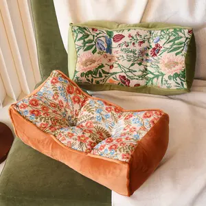 Floral Pattern Cushion Sofa Living Room Luxury High-End Long Rectangular U-Shaped Pillow Bedroom Bedside Support Side Sleep Pad