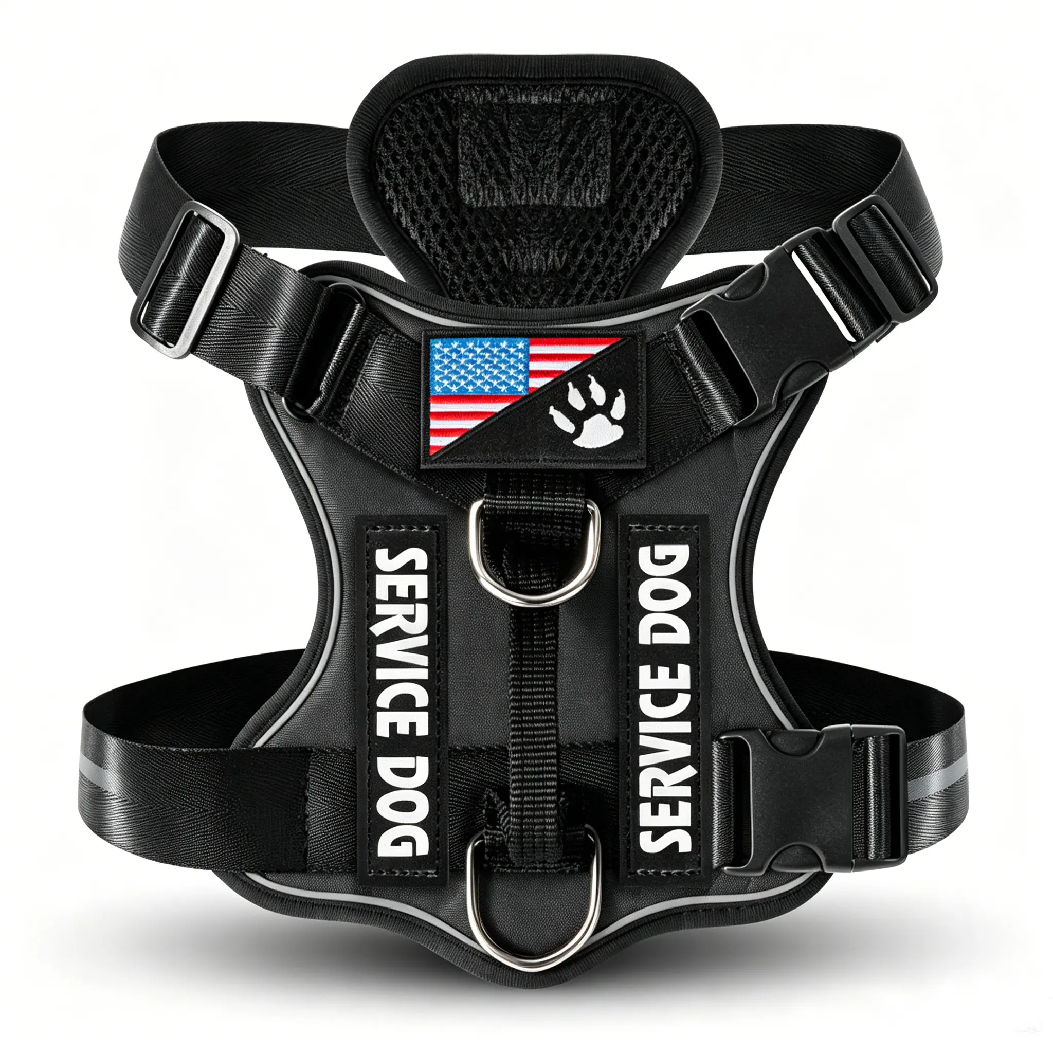 Service Dog No Pull Dog Harness, Reflective Adjustable Oxford Fabric Pet Vest With Removable Velcro Patches, Breathable Mesh Lining Anti-Choke Walking Vest For Small Medium Large Dogs Training Daily Walks, 5 Color Options