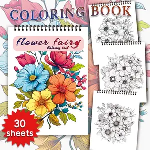 Flower Fairy Coloring Book, 11.2x 8.3inch Spiral Coloring Book, DIY Painting Supplies for Stress Relief, Holiday Gift, Back to School Gift