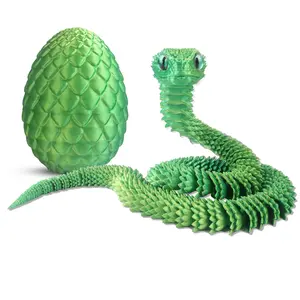 3D Printed Snake Toys, 23.6'' Large Size Snake Eggs with Flexible 3D Articulated Snake Inside, Eco-Friendly Fidget ADHD Snake Toys, 3D Printed Animals Perfect for Desk Pet for Easter (Green)