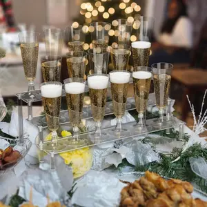 Acrylic Transparent Staircase Display Stand, Wine Glass Holder, Cupcake Display Rack, Storage Organizer for Desktop Shelves, Party Dessert Stand, Clear Display Stand