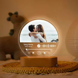 Custom Picture Gift Idea Personalized Photo Music Night Light Customize Picture Frame Gift LED Night Lamp Room Decor for Girls Oval Wood Anniversary Gift Baby Shower Valentine's Day Christmas Mother's Day Gift for Women BF Besties