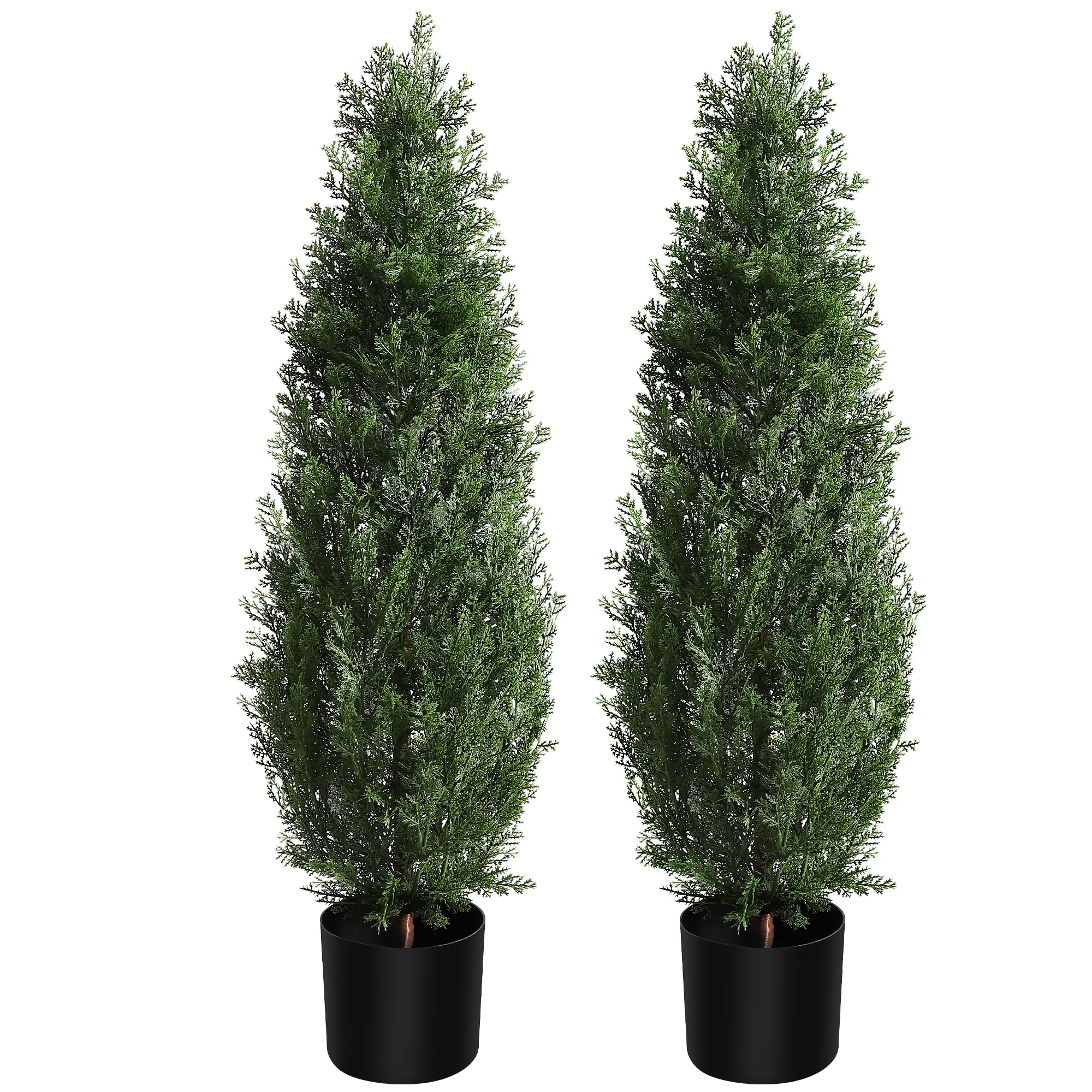 GAOMON 5ft UV-Resistant Iron-Frame Faux Cedar Topiary Trees (2 Pack), Realistic Fake Boxwood Shrubs for Home Front Door, Patio, Indoor Outdoor Decorative Porch Entryway Accessories