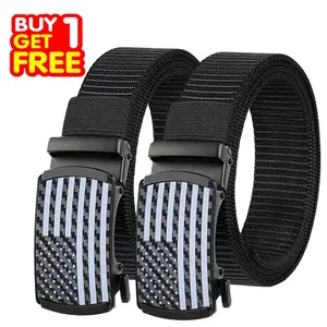 Men's Nylon Ratchet Belts - 2 Sets,Business and Casual Belts, Nylon Automatic Sliding Belt Adjustment Golf Belts.