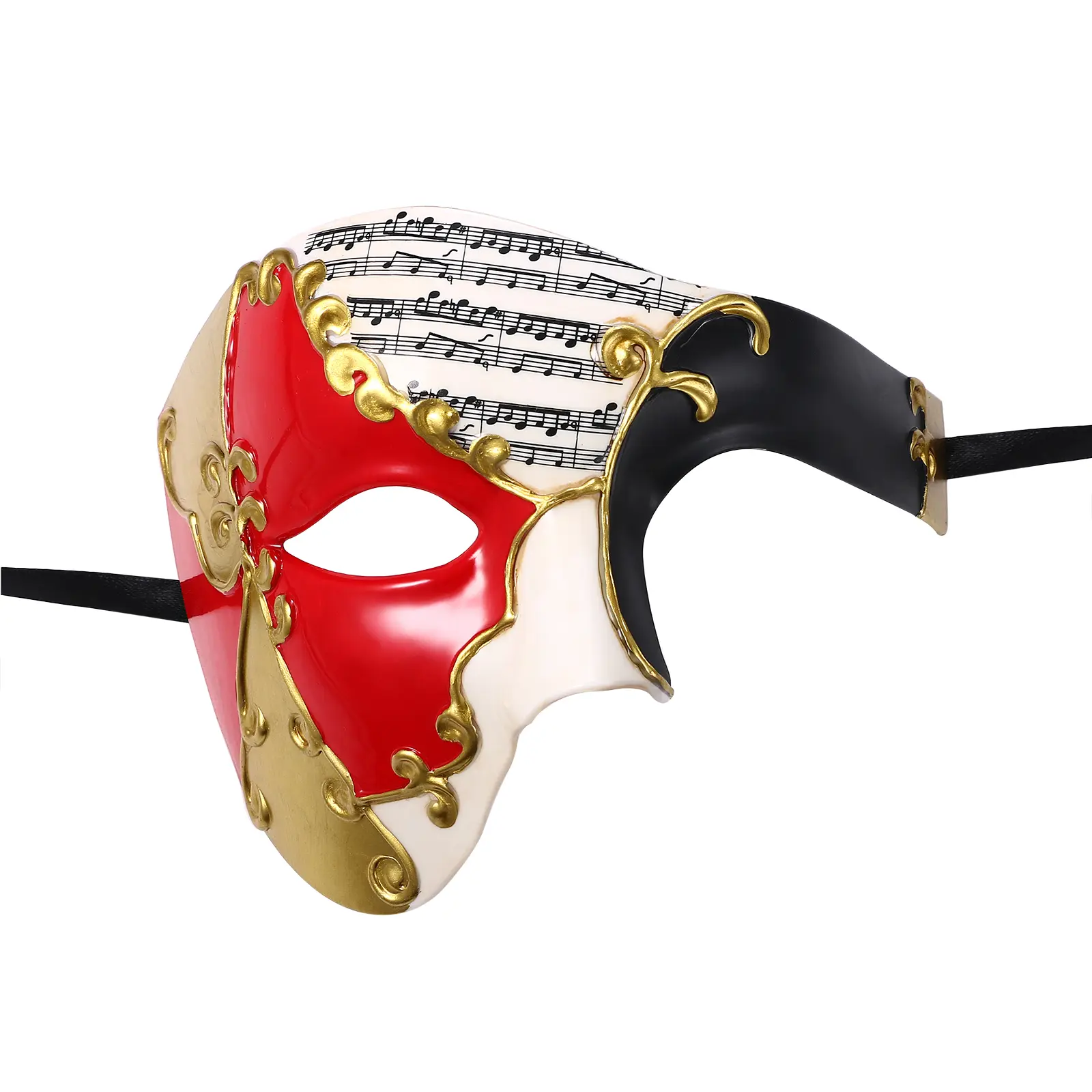 OIDEA Phantom Lightweight Plastic Half-Face Venetian Mask - Smooth, 6.89"x5.43", Opera-Inspired, Stretchable, Adult Men's Carnival Prop, Halloween Accessory, Holiday Accessories, One Size