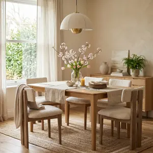summervibes【mother's day gift】ABCASA Mid-Century Modern Upholstered Wood Dining Chair, High-Quality Fabric, Natural Wood Frame, Ergonomic Backrest Design, Boucle, Chenille