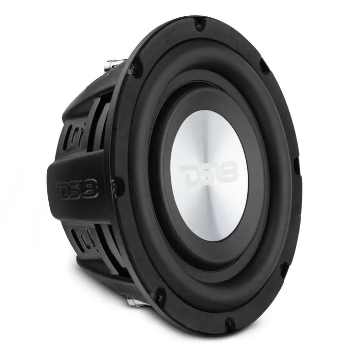 DS18 PSW8.4D 8" Shallow-Mount Water-Resistant Aluminum DVC 4+4 Ohms Mini Subwoofer Speaker, 400W RMS, 100 Hz, for Car Audio Systems