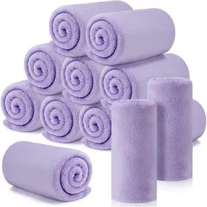 12 count Flannel Fleece Throw Blanket Bulk 50 x 60 Inch Soft Fleece Blanket Warm Throw Blankets Coral Blankets for Couch Sofa  Wedding Gifts Season (Lilac Color)