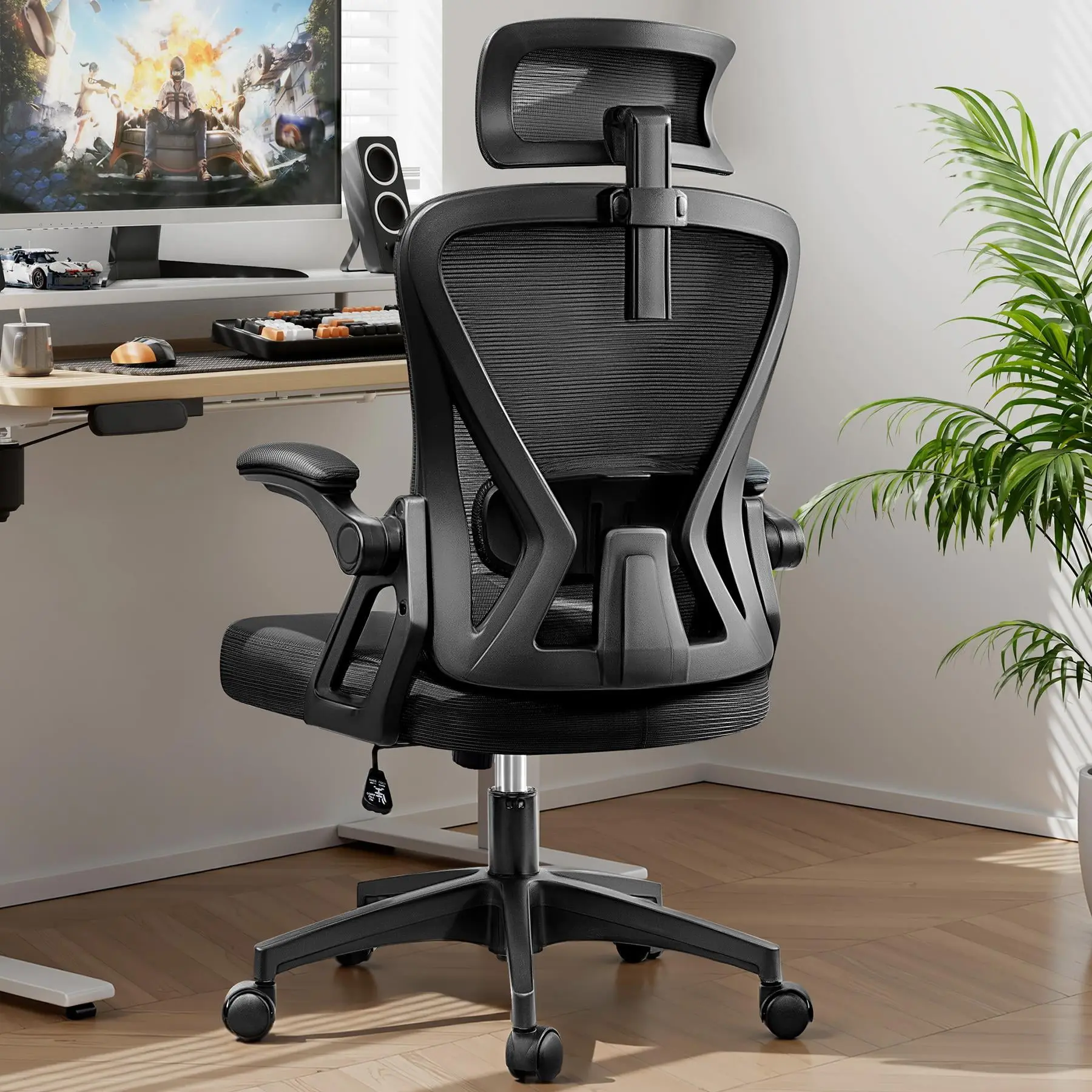 rgonomic Office Chair, High Back Mesh Office Desk Chair with Headrest 500LBS, Executive Office Chair with Adjustable Aremrest, Home Office Swivel Desk Chair for Home Office, Black