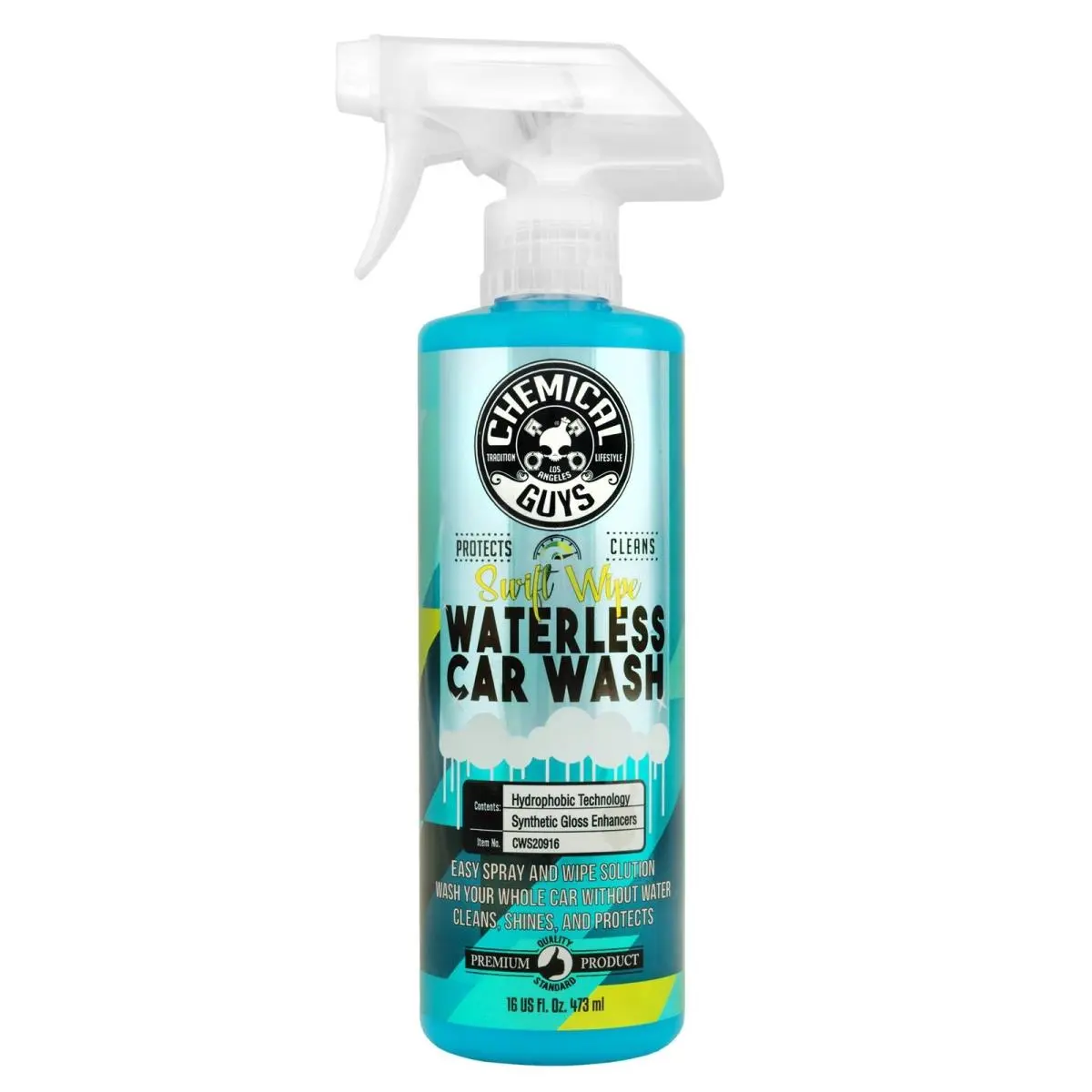 Chemical Guys Liquid Waterless Car Wash Solution - 16 oz (1.3 lbs/473 ml) Ready-to-Use, for Car Owners' Vehicle Exterior Cleaning, Surface Cleaner