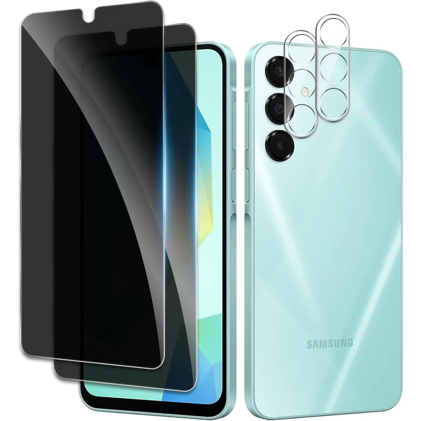 [2+2 Pack]  Screen Protector for  Galaxy A16, Anti-Spy Shatterproof Tempered Glass with Camera Lens Tempered Glass 9H Hardness Bubble Free Anti-Glare Case Friendly